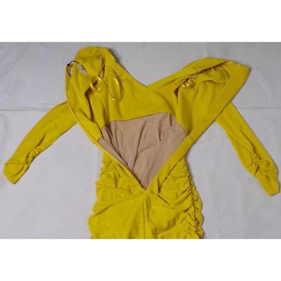 🆕 Cinq à Sept Miah Ruched Jersey Mini Dress Yellow 4 - Picture 11 of 11